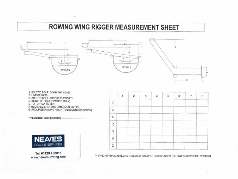 Wing Rigger Rowing Measurement Sheet for “Elite” wing riggers