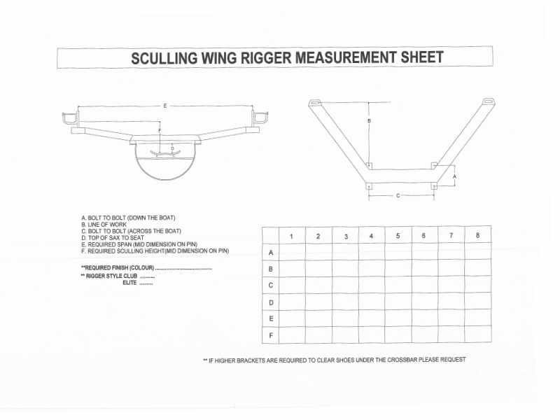 Wing Rigger Sculling Measurement Sheet for “Elite” and “Club” wing riggers